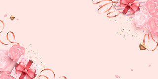 粉红色礼盒花朵卡通手绘文艺唯美小清新浪漫温馨母亲节展板背景